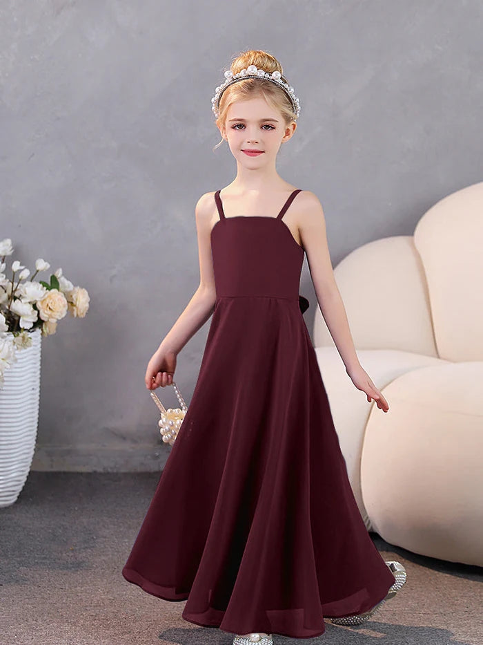 Girls Dresses Simple Chiffon Floor-Length Junior Bridesmaid Dresses Gidiondress