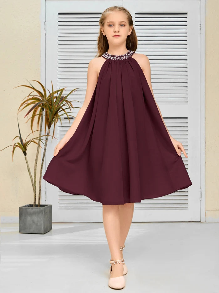 Chiffon Junior Bridesmaid Dress/Girls Birthday Dresses Gidiondress
