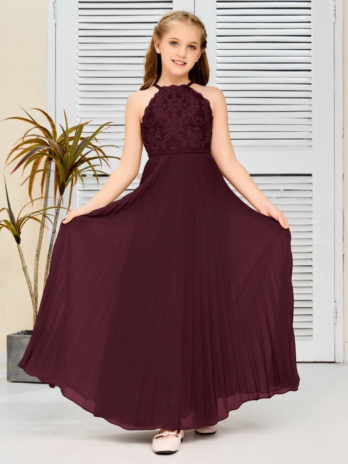 Floor-Length Lace/Chiffon Junior Bridesmaid Dress/Girls Birthday Dresses Gidiondress