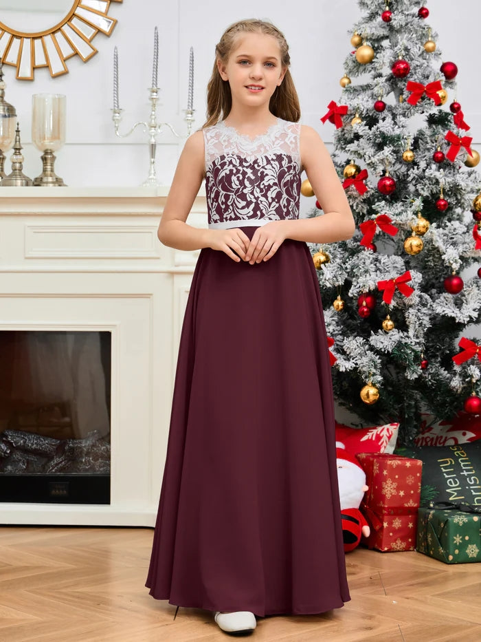 Floor-Length Chiffon/Satin/Lace Yellow Junior Bridesmaid Dress/Girls Birthday Dresses Gidiondress