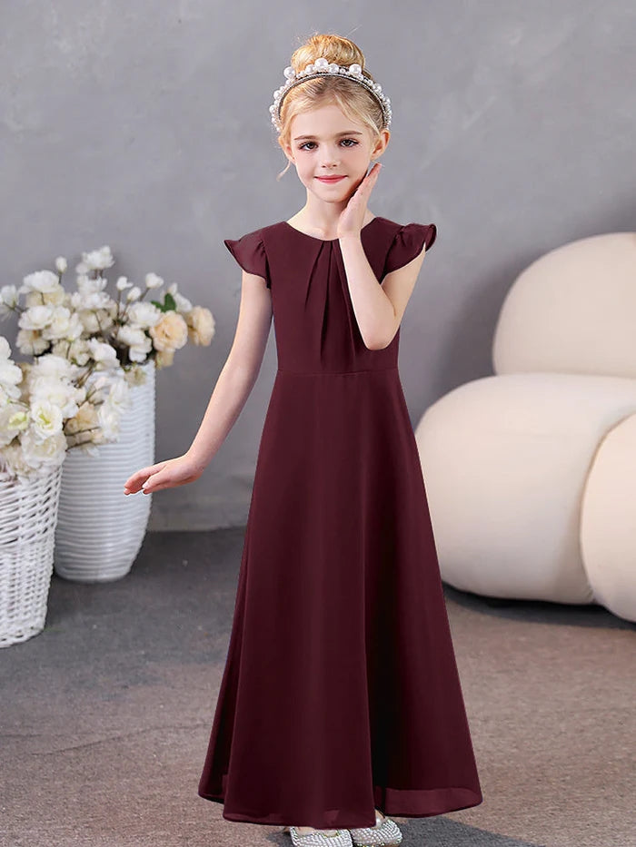Girls Dresses Junior Bridesmaid Dress Chiffon Floor-Length Party Dresses Gidiondress