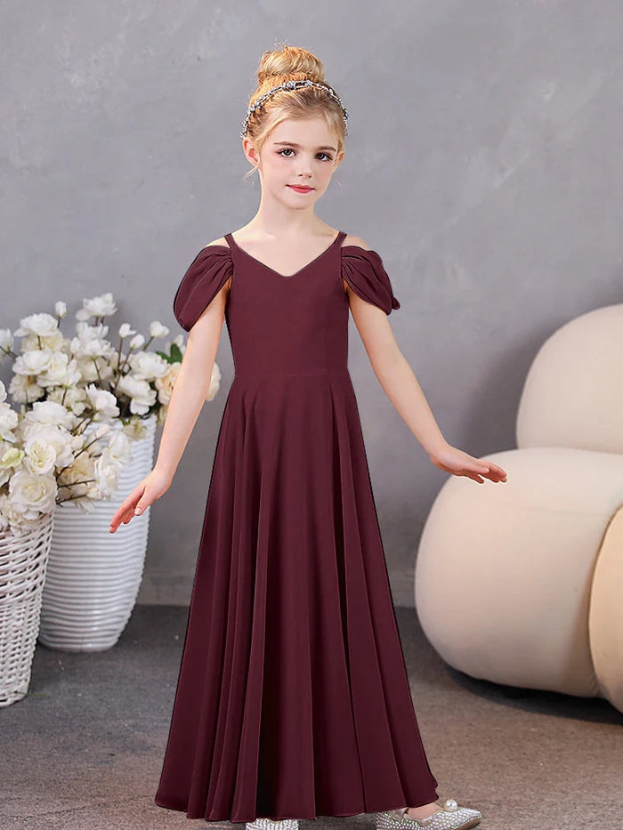 Girls Birthday Dresses Chiffon Floor-Length Junior Bridesmaid Dress/Party Dresses Gidiondress