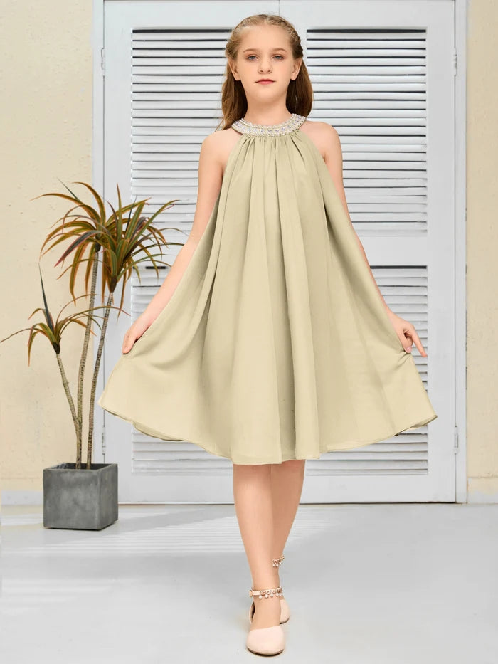 Chiffon Junior Bridesmaid Dress/Girls Birthday Dresses Gidiondress Champagne 12M