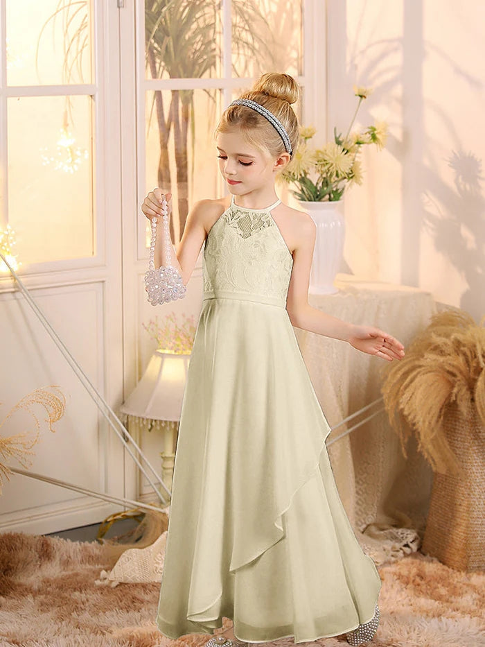 First Communion Chiffon Floor-Length Junior Bridesmaid Dress Gidiondress