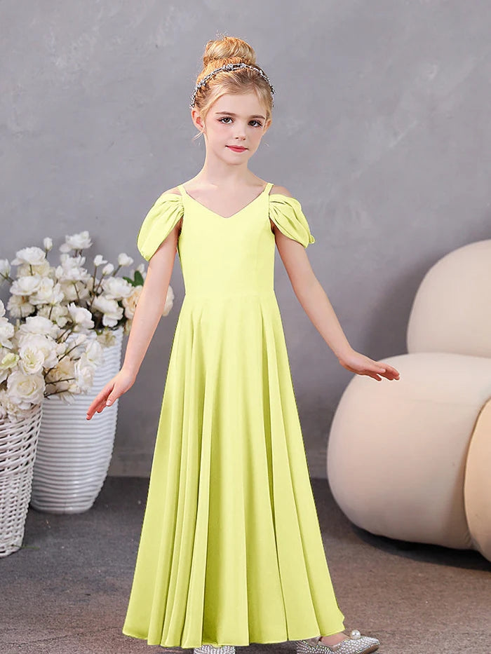 Girls Birthday Dresses Chiffon Floor-Length Junior Bridesmaid Dress/Party Dresses Gidiondress Daffodil 12M