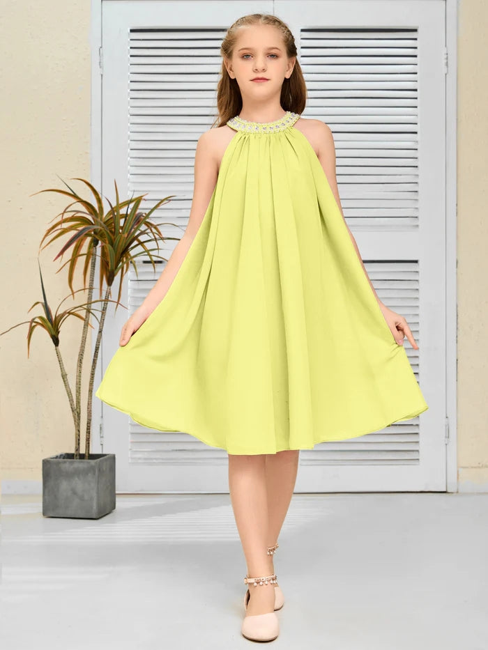 Chiffon Junior Bridesmaid Dress/Girls Birthday Dresses Gidiondress