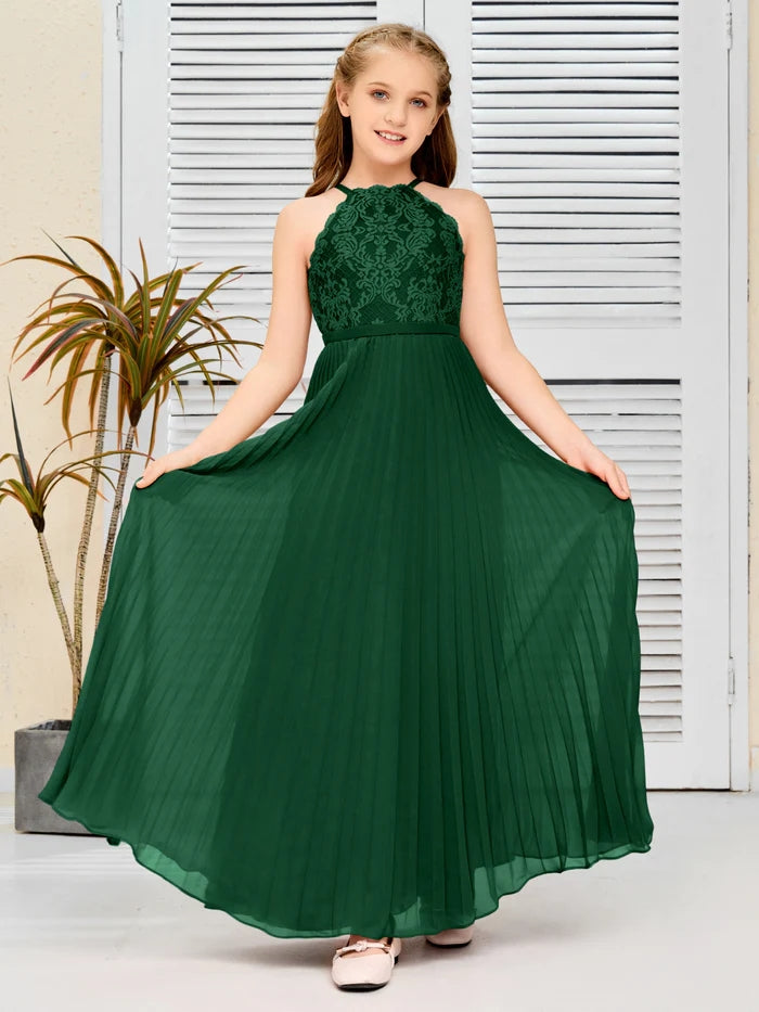 Floor-Length Lace/Chiffon Junior Bridesmaid Dress/Girls Birthday Dresses Gidiondress