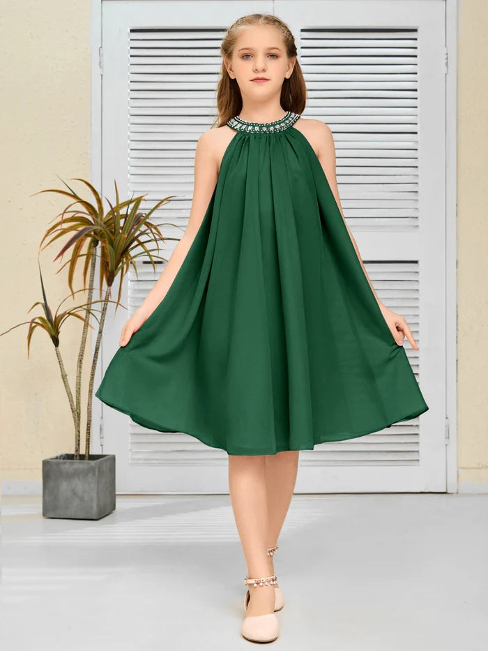 Chiffon Junior Bridesmaid Dress/Girls Birthday Dresses Gidiondress