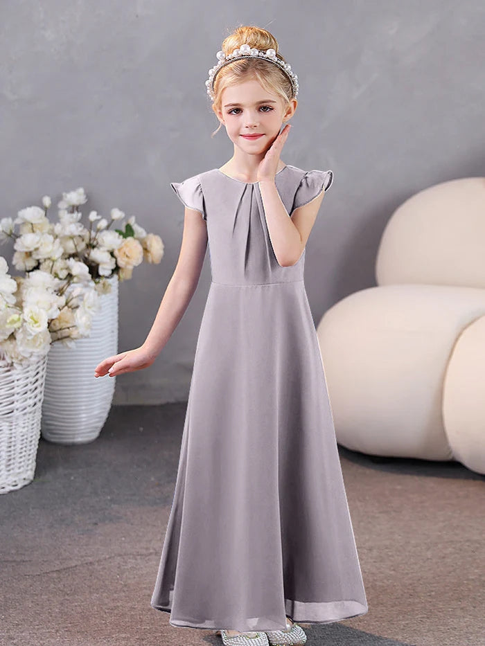 Girls Birthday Dresses Simple Junior Bridesmaid Dress Chiffon Floor-Length /Party Dresses Gidiondress