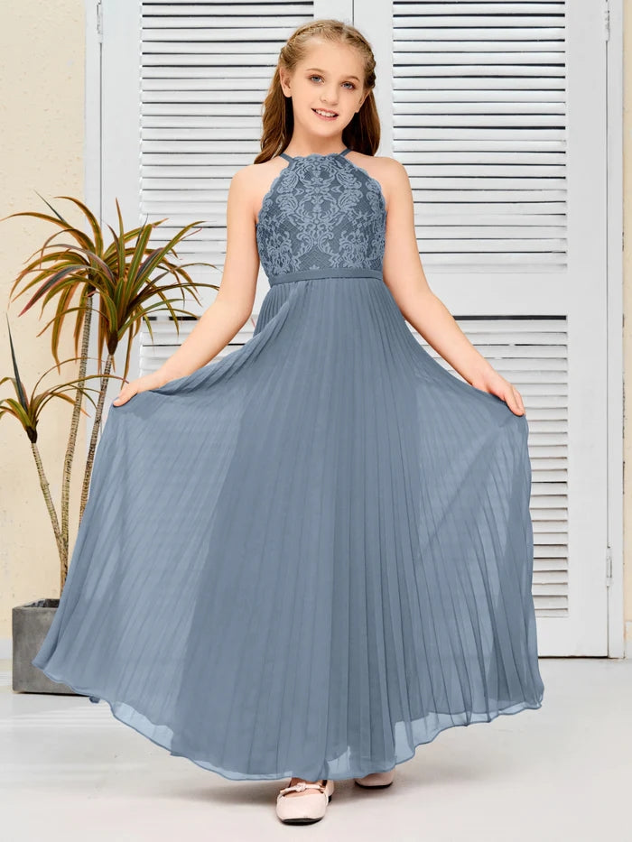 Floor-Length Lace/Chiffon Junior Bridesmaid Dress/Girls Birthday Dresses Gidiondress