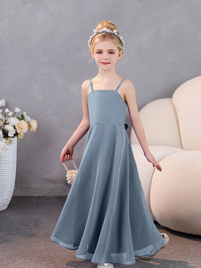 Girls Dresses Simple Chiffon Floor-Length Junior Bridesmaid Dresses Gidiondress