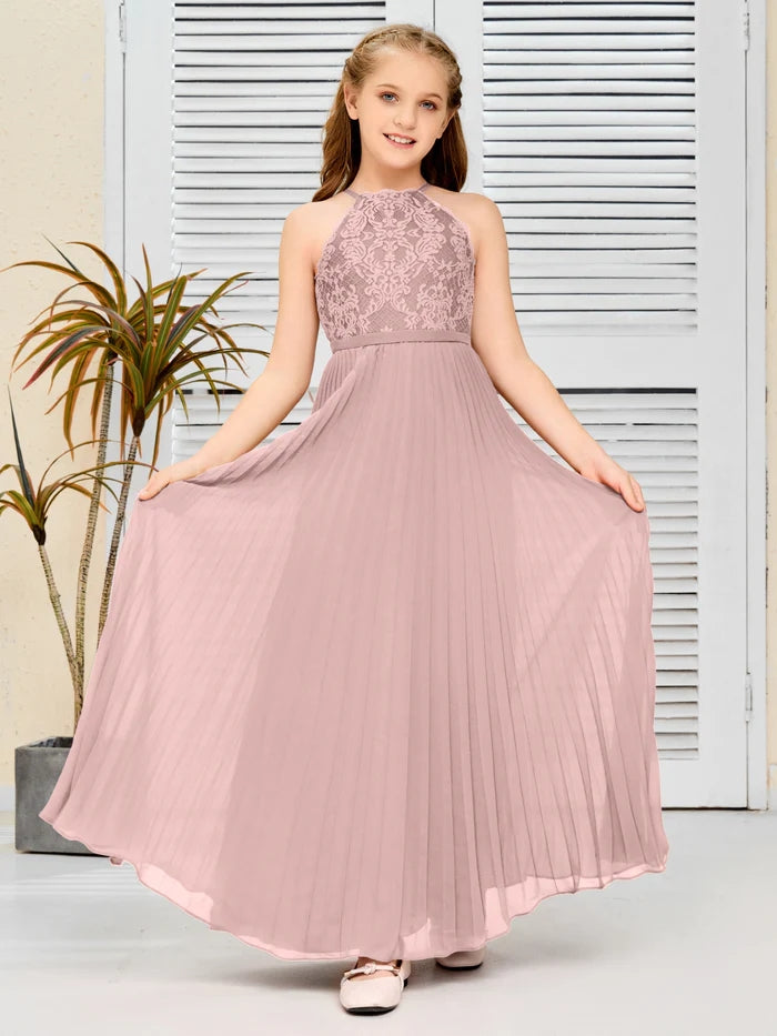 Floor-Length Lace/Chiffon Junior Bridesmaid Dress/Girls Birthday Dresses Gidiondress