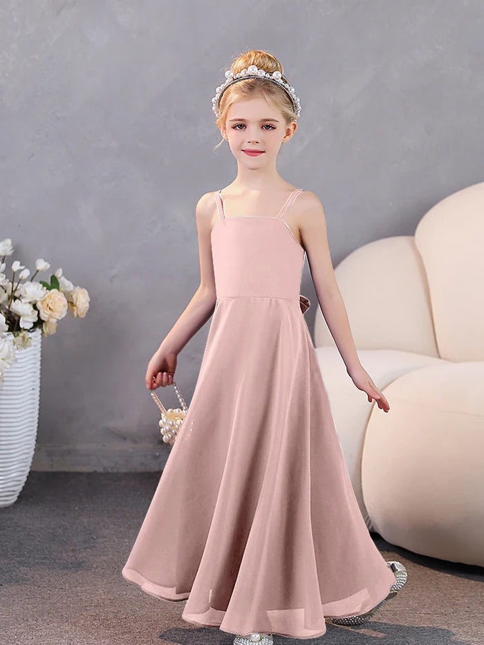 Girls Dresses Simple Chiffon Floor-Length Junior Bridesmaid Dresses Gidiondress