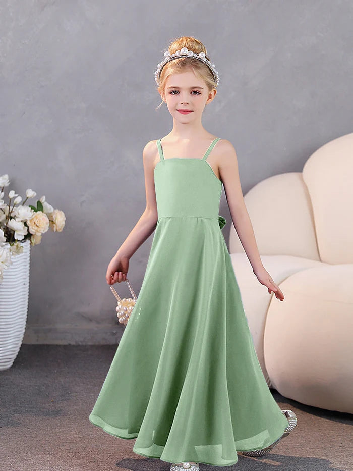 Girls Dresses Simple Chiffon Floor-Length Junior Bridesmaid Dresses Gidiondress