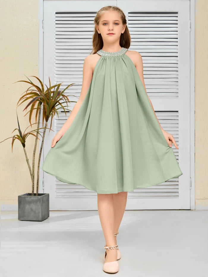Chiffon Junior Bridesmaid Dress/Girls Birthday Dresses Gidiondress Dusty Sage 12M