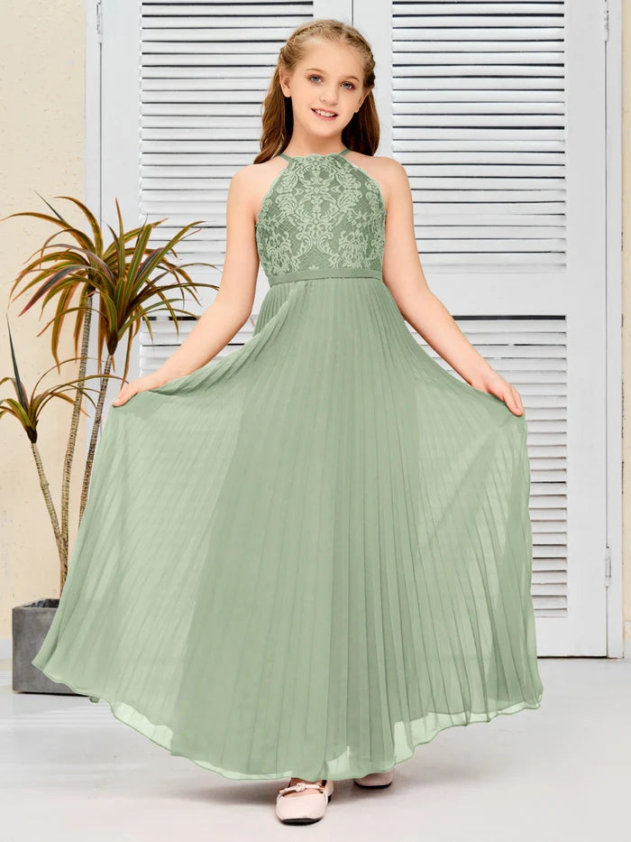Floor-Length Lace/Chiffon Junior Bridesmaid Dress/Girls Birthday Dresses Gidiondress
