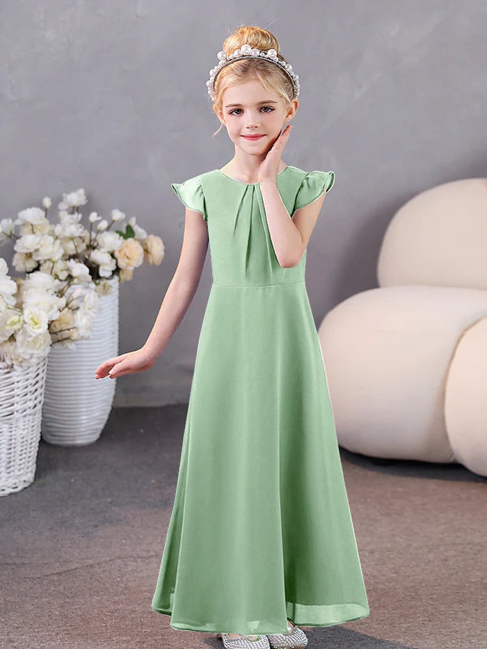 Girls Dresses Junior Bridesmaid Dress Chiffon Floor-Length Party Dresses Gidiondress