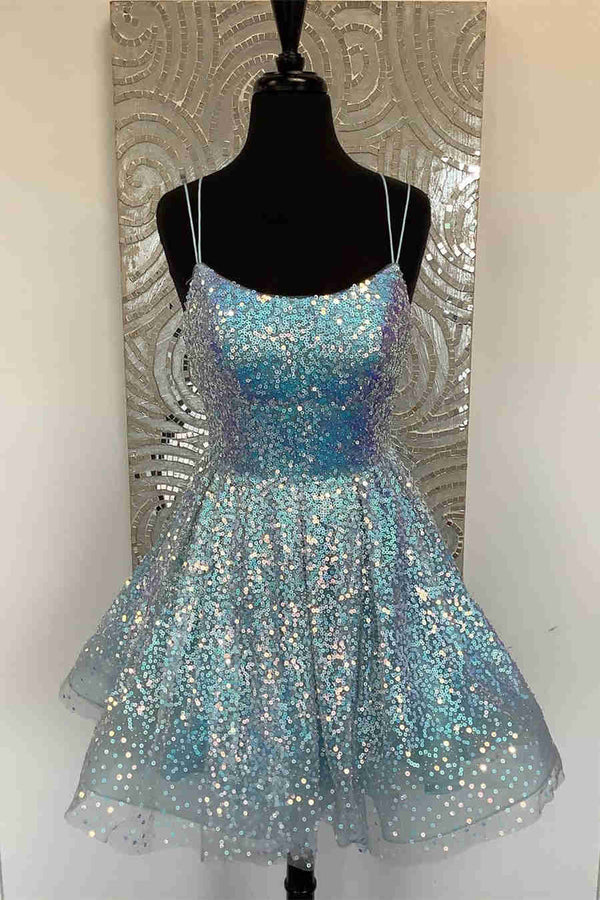 Cute Hot Pink Sequins A-Line Short Homecoming Dress BabaMila