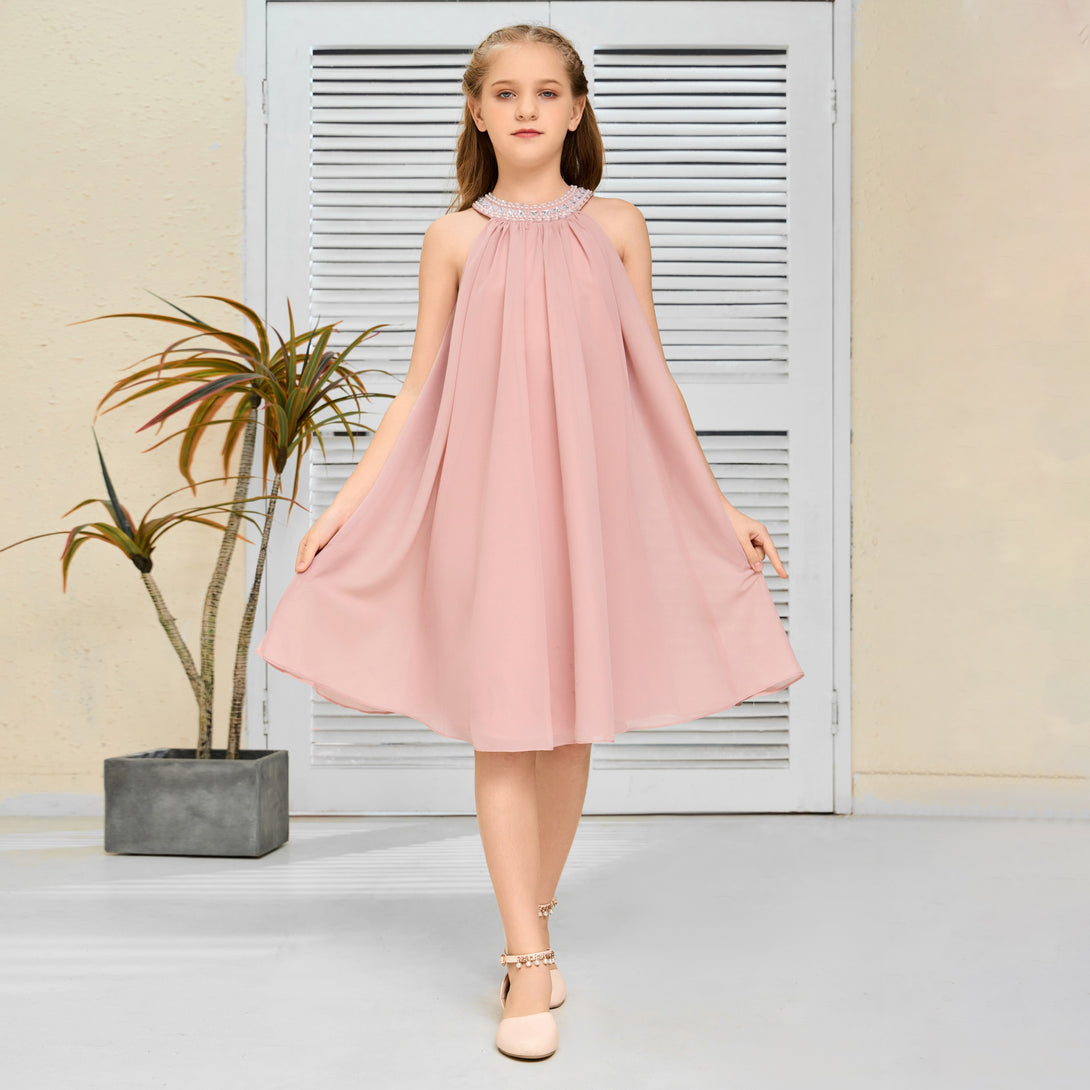 Chiffon Junior Bridesmaid Dress/Girls Birthday Dresses Gidiondress