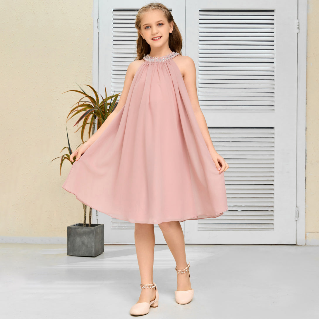 Chiffon Junior Bridesmaid Dress/Girls Birthday Dresses Gidiondress