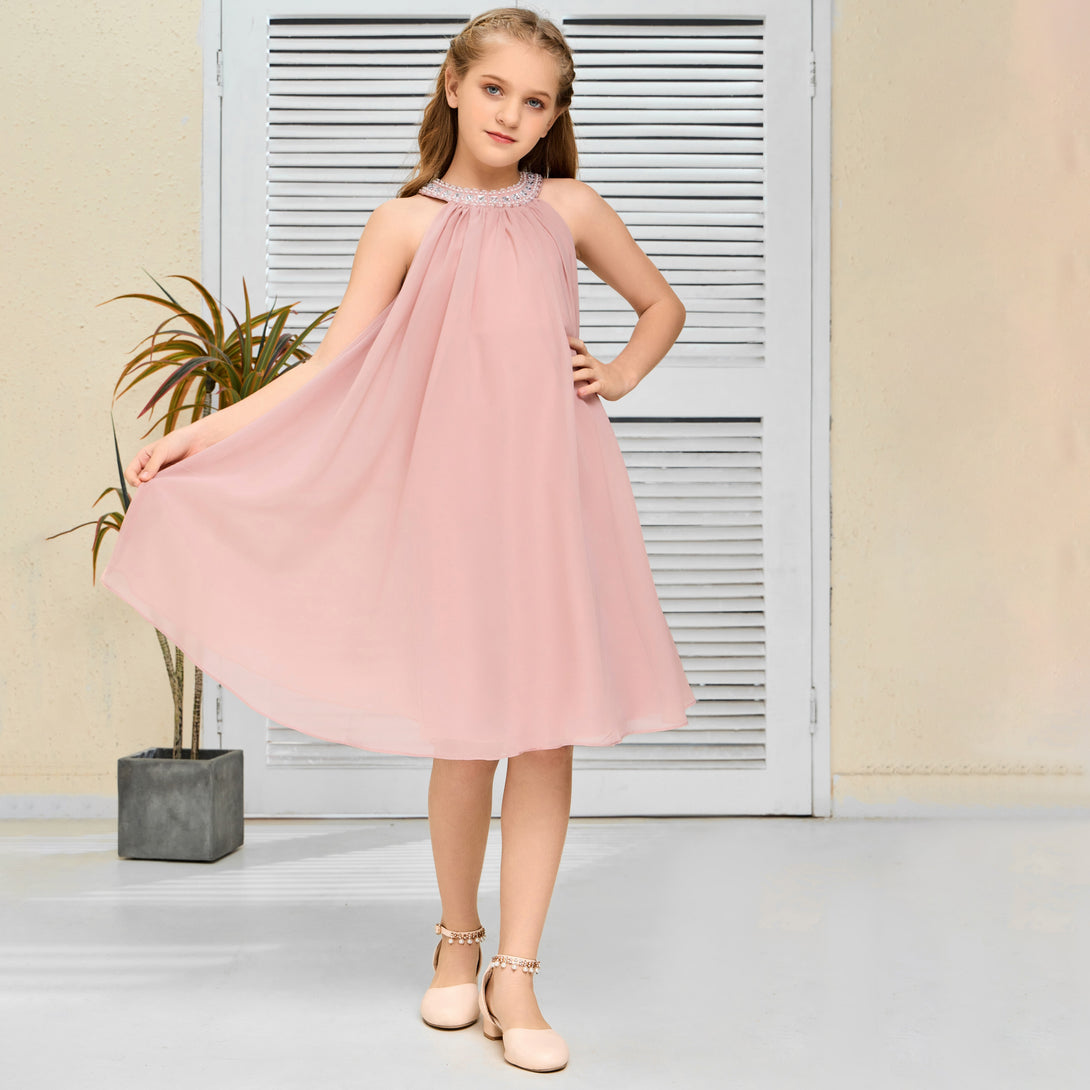 Chiffon Junior Bridesmaid Dress/Girls Birthday Dresses Gidiondress