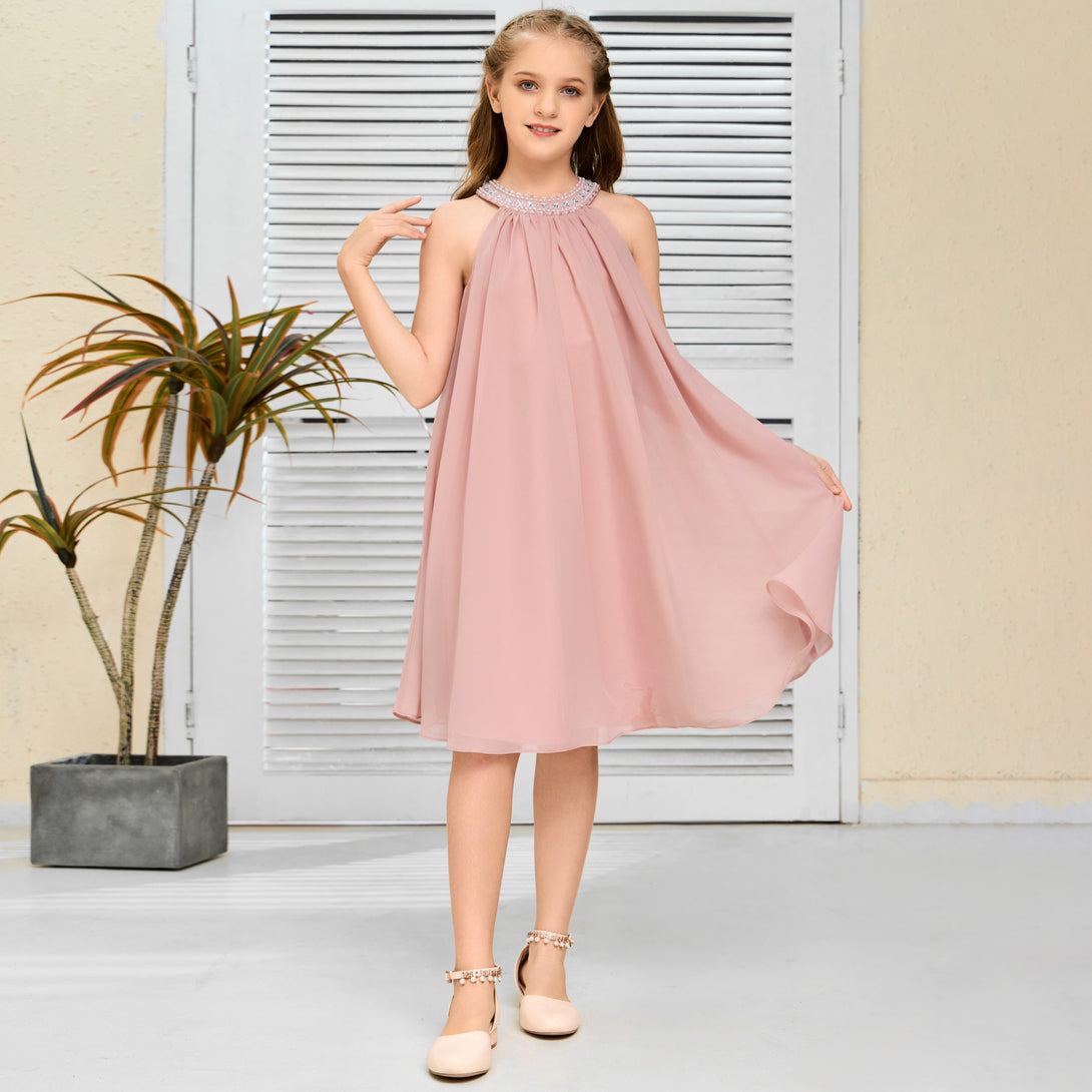 Chiffon Junior Bridesmaid Dress/Girls Birthday Dresses Gidiondress