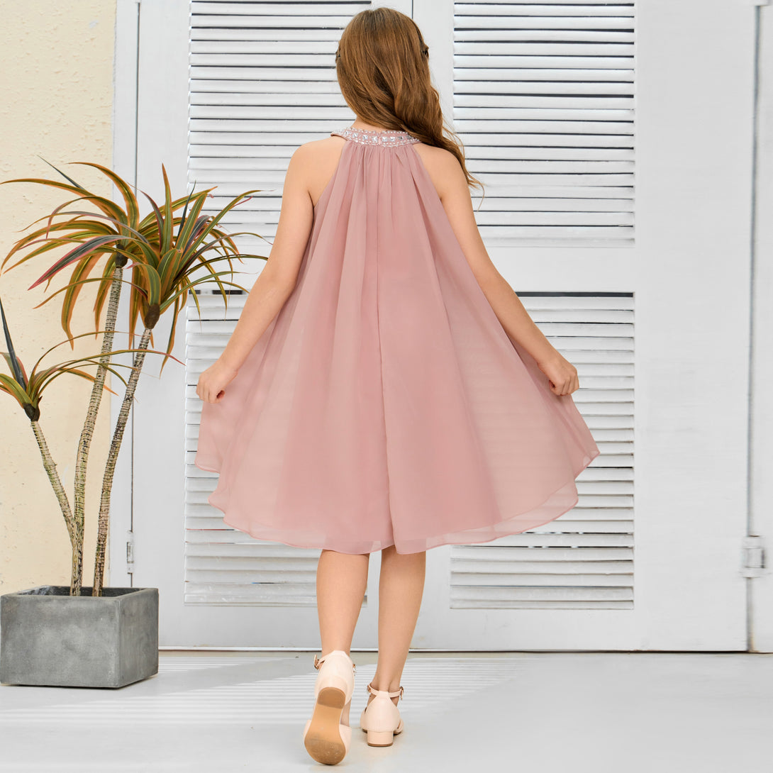 Chiffon Junior Bridesmaid Dress/Girls Birthday Dresses Gidiondress