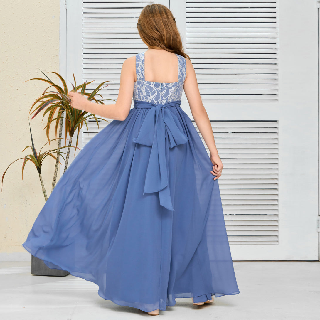 Halter Floor-Length Satin/Chiffon/Lace Junior Bridesmaid Dress/Girls Birthday Dresses Gidiondress
