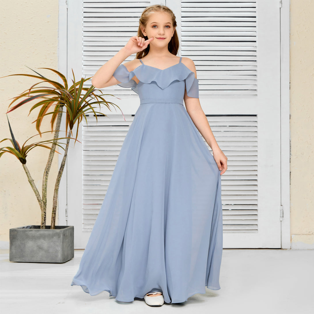 Floor-Length Chiffon Jr Bridesmaid Dress/Girls dress Gidiondress