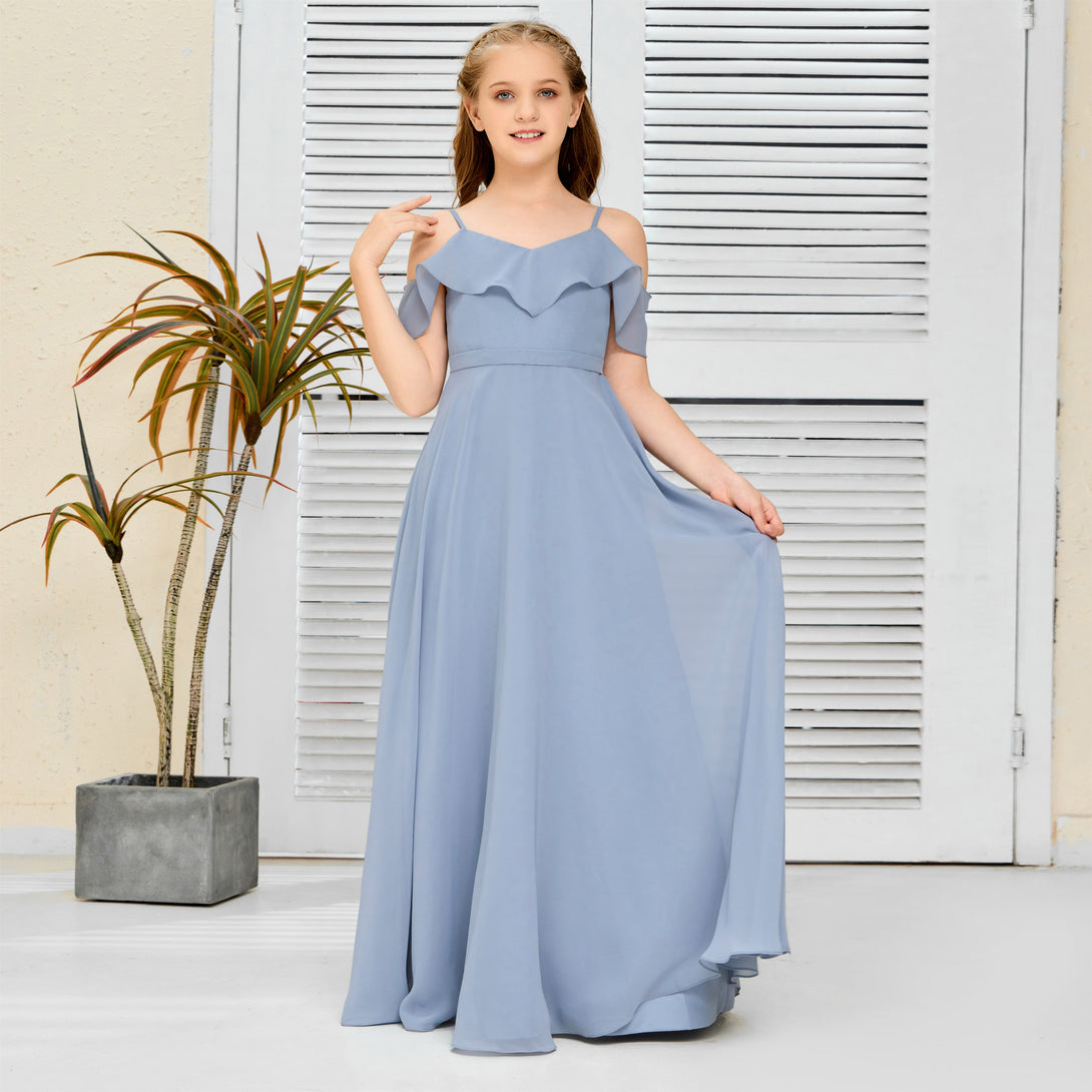 Floor-Length Chiffon Jr Bridesmaid Dress/Girls dress Gidiondress