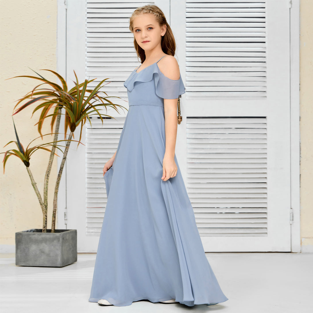 Floor-Length Chiffon Jr Bridesmaid Dress/Girls dress Gidiondress