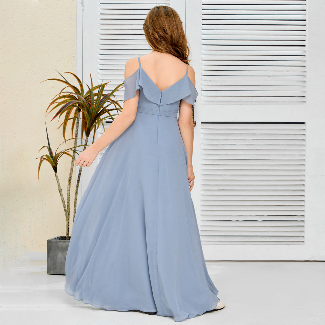 Floor-Length Chiffon Jr Bridesmaid Dress/Girls dress Gidiondress