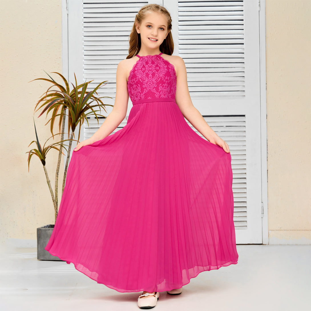 Floor-Length Lace/Chiffon Junior Bridesmaid Dress/Girls Birthday Dresses Gidiondress