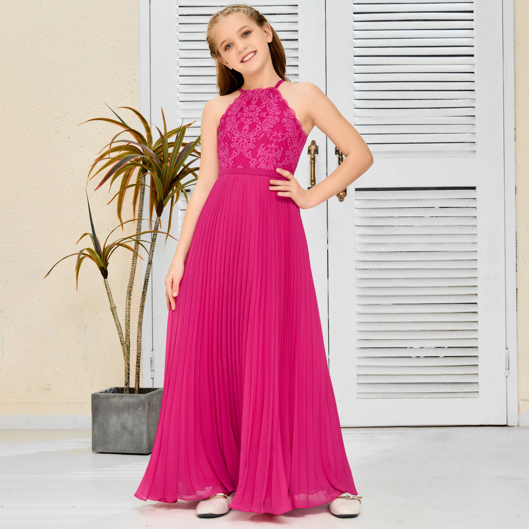Floor-Length Lace/Chiffon Junior Bridesmaid Dress/Girls Birthday Dresses Gidiondress
