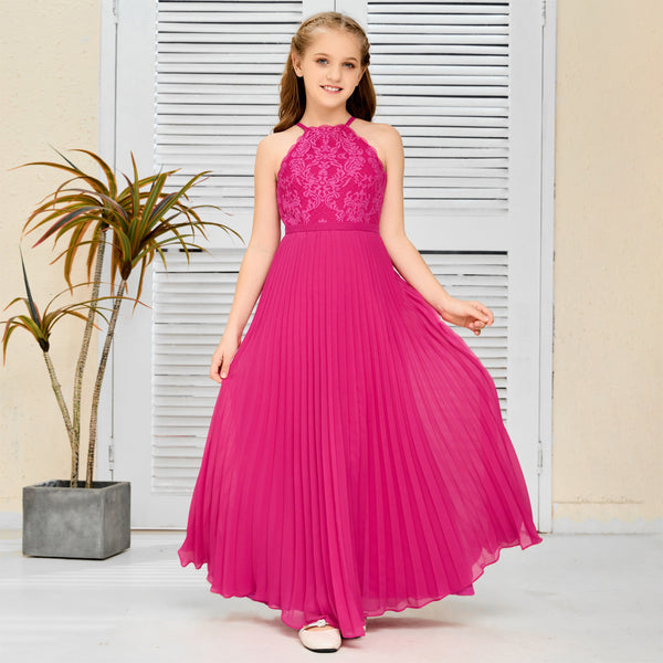 Floor-Length Lace/Chiffon Junior Bridesmaid Dress/Girls Birthday Dresses Gidiondress