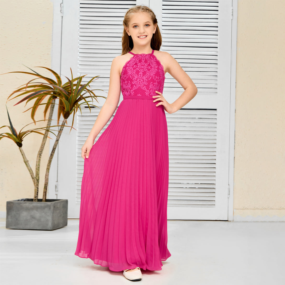 Floor-Length Lace/Chiffon Junior Bridesmaid Dress/Girls Birthday Dresses Gidiondress