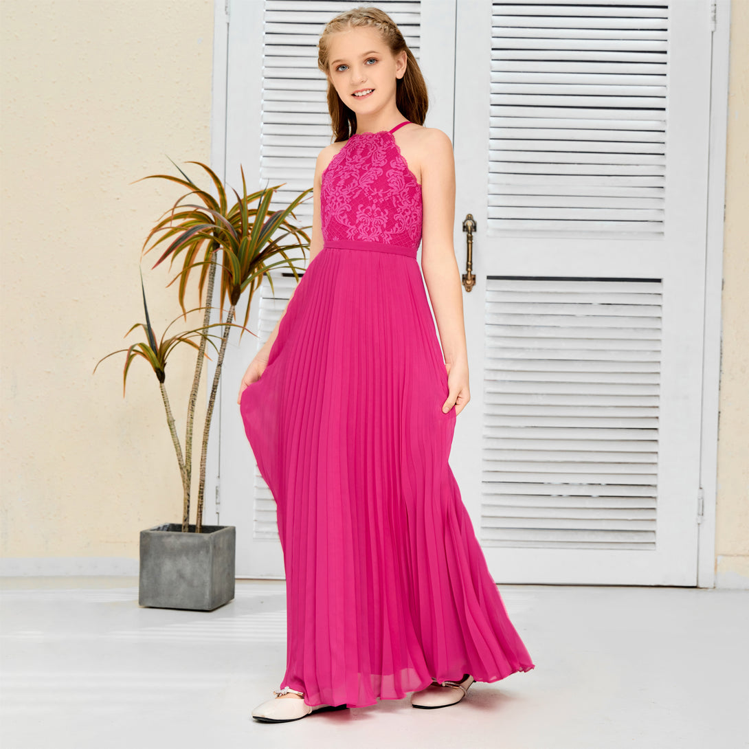 Floor-Length Lace/Chiffon Junior Bridesmaid Dress/Girls Birthday Dresses Gidiondress