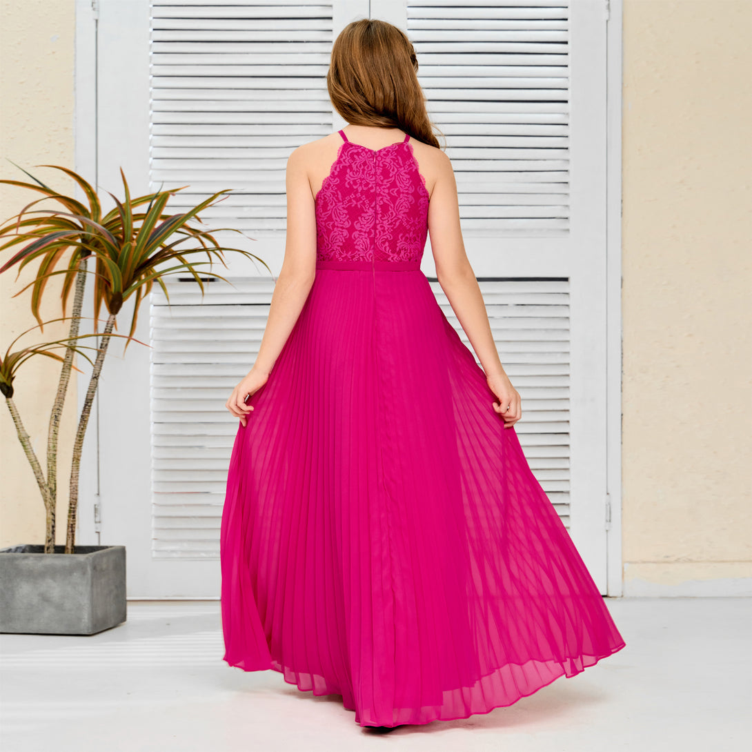 Floor-Length Lace/Chiffon Junior Bridesmaid Dress/Girls Birthday Dresses Gidiondress