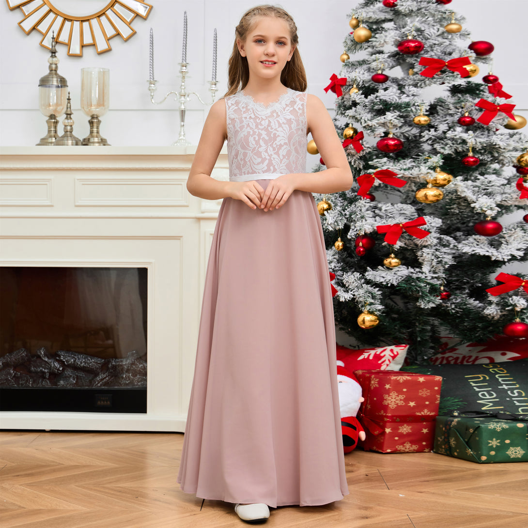 Floor-Length Chiffon/Satin/Lace Yellow Junior Bridesmaid Dress/Girls Birthday Dresses Gidiondress