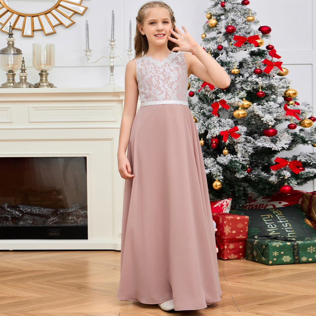 Floor-Length Chiffon/Satin/Lace Yellow Junior Bridesmaid Dress/Girls Birthday Dresses Gidiondress
