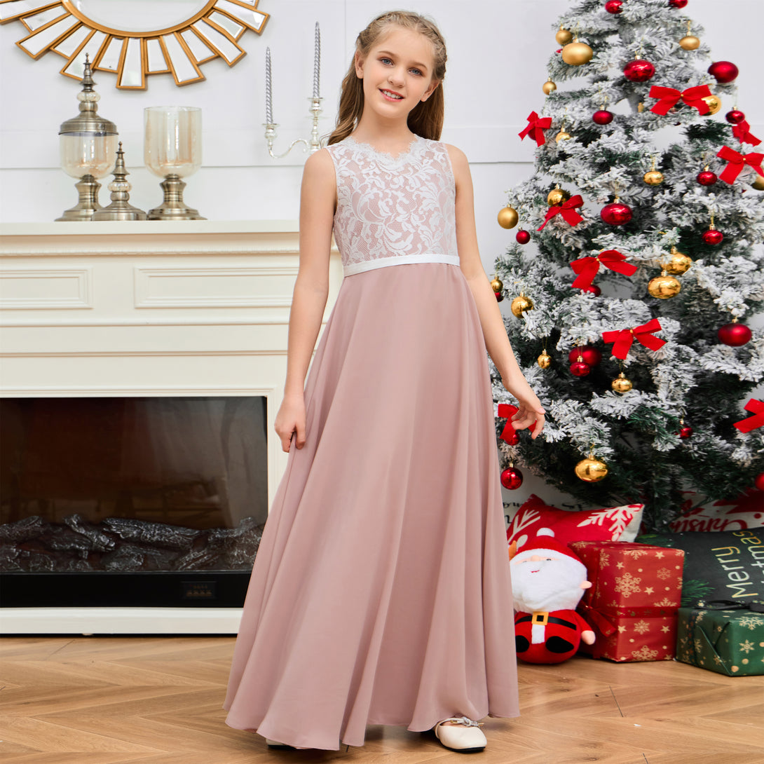 Floor-Length Chiffon/Satin/Lace Yellow Junior Bridesmaid Dress/Girls Birthday Dresses Gidiondress