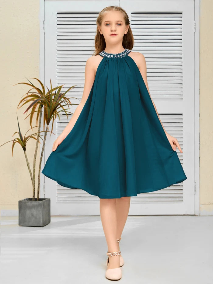 Chiffon Junior Bridesmaid Dress/Girls Birthday Dresses Gidiondress