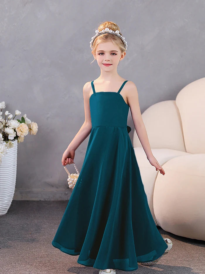Girls Dresses Simple Chiffon Floor-Length Junior Bridesmaid Dress Gidiondress