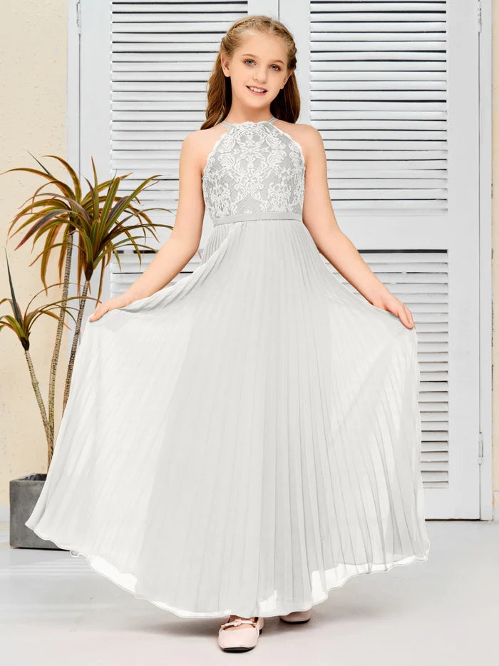 Floor-Length Lace/Chiffon Junior Bridesmaid Dress/Girls Birthday Dresses Gidiondress