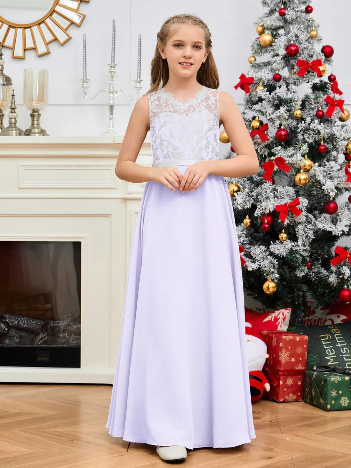 Floor-Length Chiffon/Satin/Lace Yellow Junior Bridesmaid Dress/Girls Birthday Dresses Gidiondress