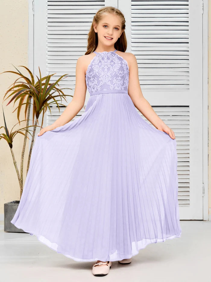 Floor-Length Lace/Chiffon Junior Bridesmaid Dress/Girls Birthday Dresses Gidiondress
