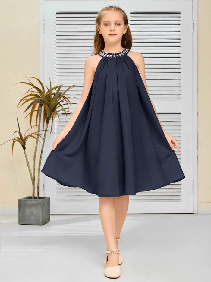 Chiffon Junior Bridesmaid Dress/Girls Birthday Dresses Gidiondress