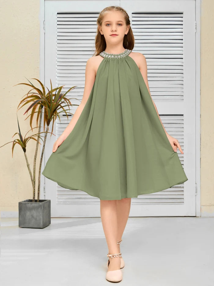 Chiffon Junior Bridesmaid Dress/Girls Birthday Dresses Gidiondress