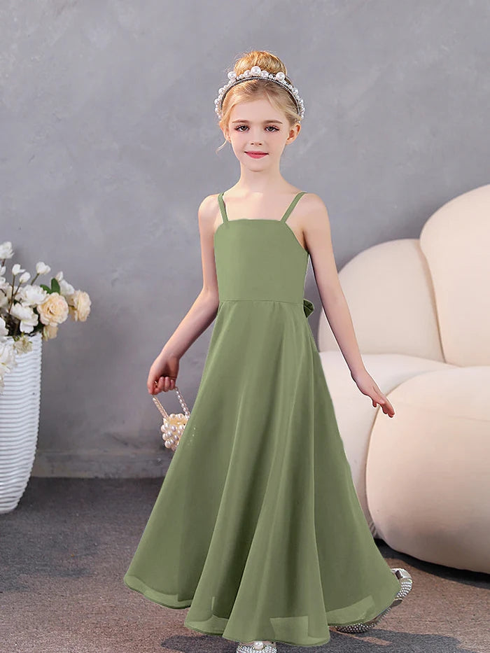 Girls Dresses Simple Chiffon Floor-Length Junior Bridesmaid Dresses Gidiondress