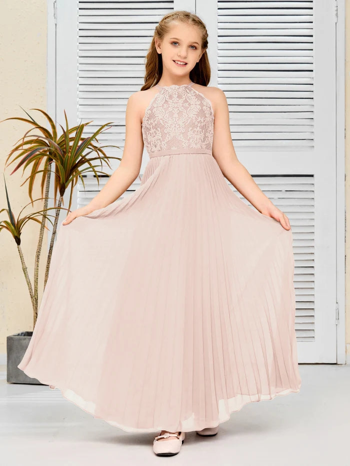 Floor-Length Lace/Chiffon Junior Bridesmaid Dress/Girls Birthday Dresses Gidiondress